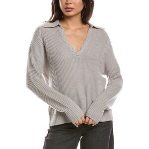 The Cashmere Project Womens  Shaker Cable Johnny Collar 100% Cashmere Sweater,